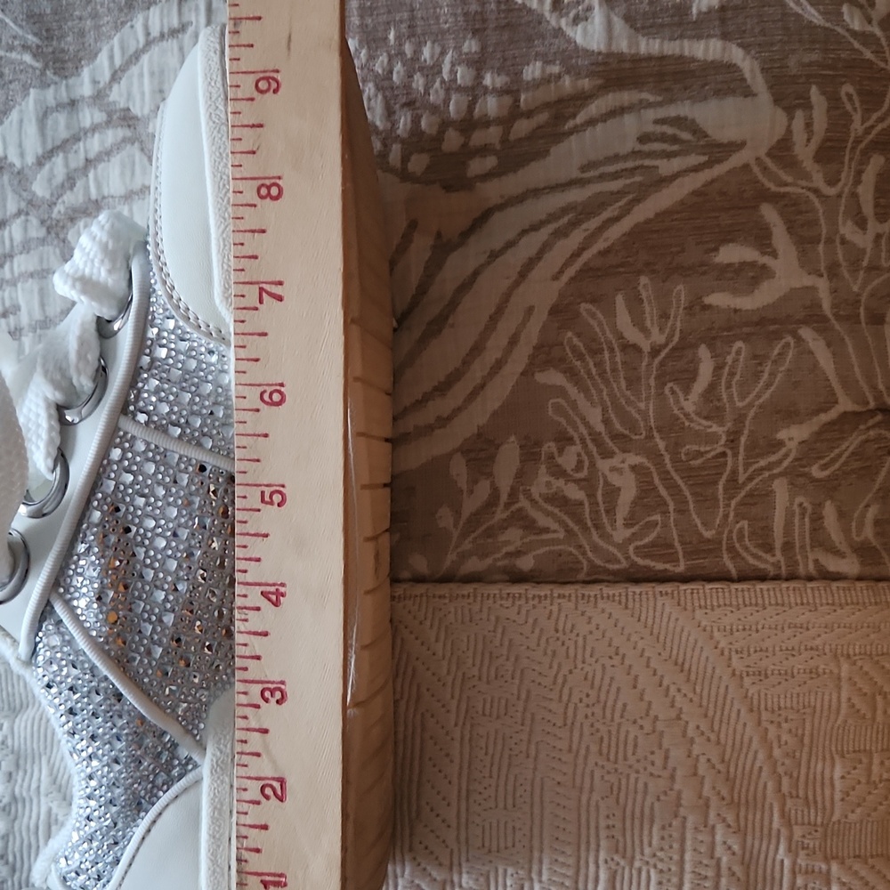 GIANNI BINI, Stylish White, Silver and clear stones, Women's Sneakers, Sz 8.5M - Picture 10 of 11